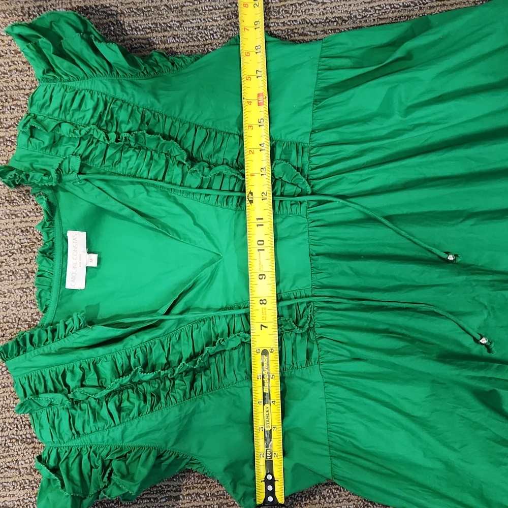 Caroline Constas Green Ruffle Dress Size Medium - Picture 9 of 15